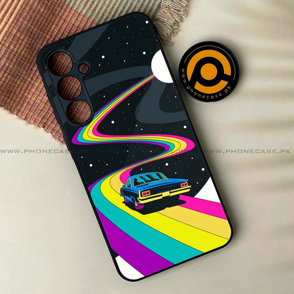Samsung Galaxy A25 - Drive To The Moon - Premium Printed Glass soft Bumper Shock Proof Case