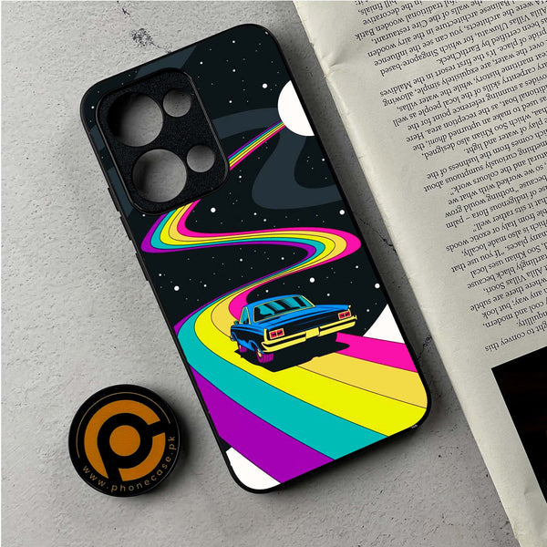 Oppo Reno 13 - Drive To The Moon - Premium Metal Printed Soft Bumper Shockproof Case