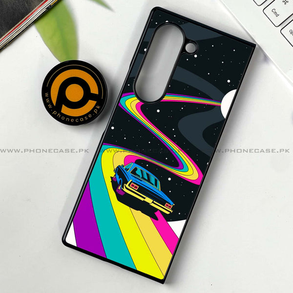 Samsung Galaxy Z Fold 6 - Drive To The Moon -  Premium Printed Metal soft Bumper shock Proof Case