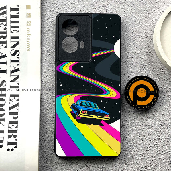 Moto G85 - Drive To The Moon - Premium Printed Glass soft Bumper shock Proof Case