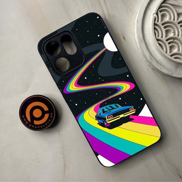 Oppo Reno 14F -  Drive To The Moon - Premium Metal Printed Soft Bumper Shockproof Case