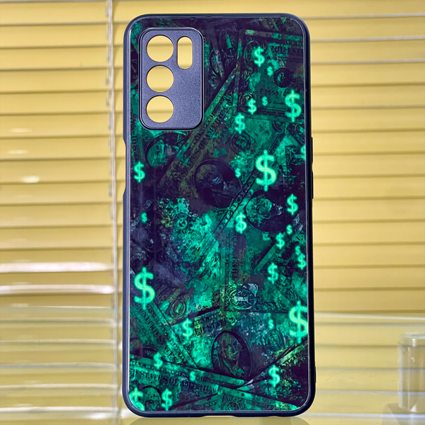 OPPO A16 - Dollar Design 5 - Premium Printed Glass soft Bumper shock Proof Case CS-21137