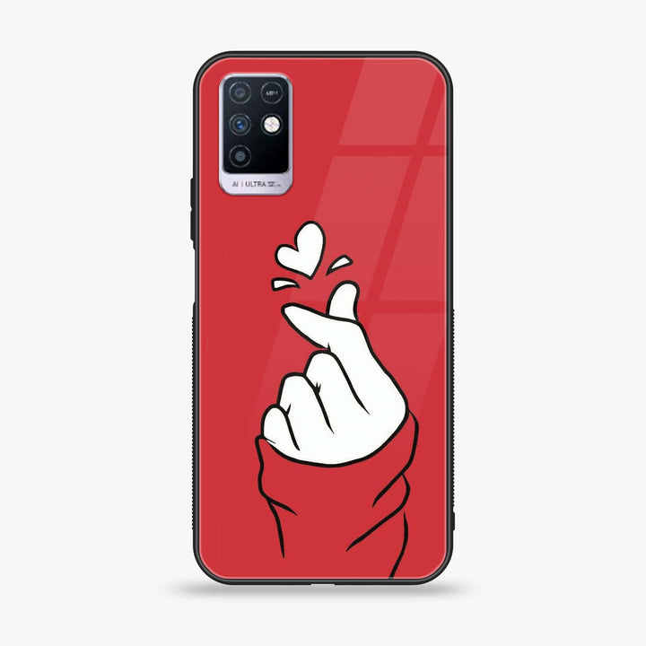 Infinix Note 10 - Finger Heart BTS - Premium Printed Glass soft Bumper Shock Proof Case