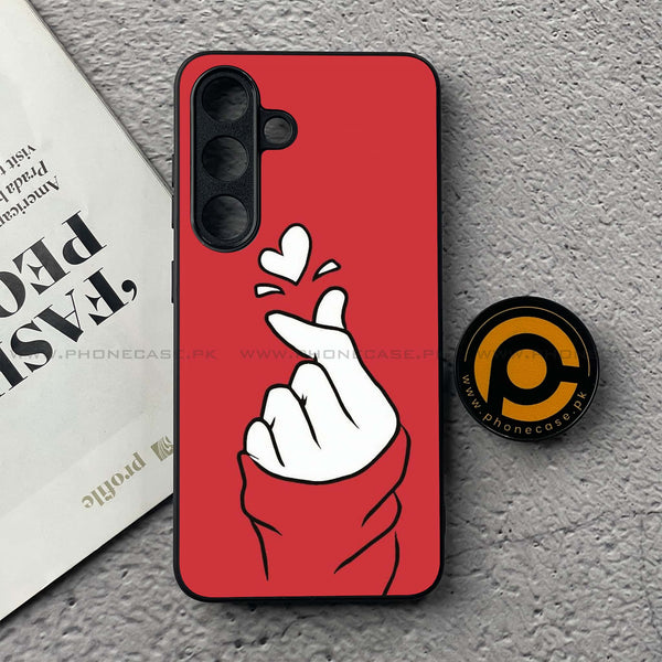 Samsung Galaxy S25 FE - Finger Heart BTS - Premium Metal Printed soft Bumper shock Proof Case
