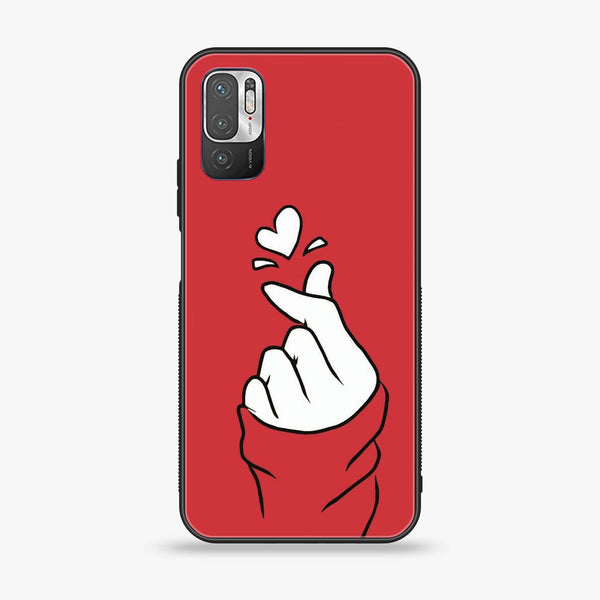 Xiaomi Redmi Note 10 5G - Finger Heart BTS - Premium Printed Glass soft Bumper shock Proof Case