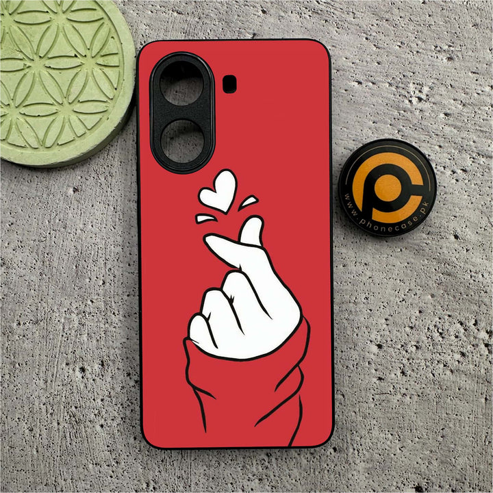Xiaomi Poco X7 Pro 5G - Finger Heart BTS -  Premium Printed Metal soft Bumper shock Proof Case