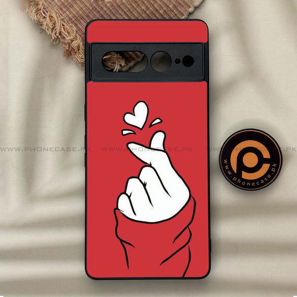Google Pixel 7 Pro - Finger Heart BTS - Premium Metal Printed soft Bumper Shock Proof Case