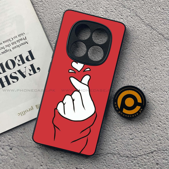 Redmi Note 14 Pro - Finger Heart BTS - Premium Printed Glass soft Bumper Shock Proof Case  CS-41663