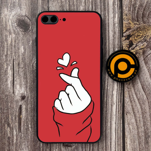 iPhone 7 Plus - Finger Heart BTS - Premium Metal Printed soft Bumper shock Proof Case