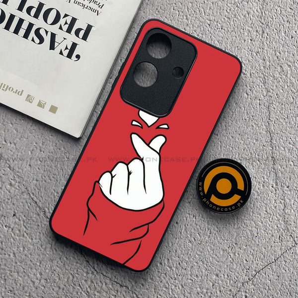 Realme Note 60x - Finger Heart BTS - Premium Metal  Printed soft Bumper shock Proof Case