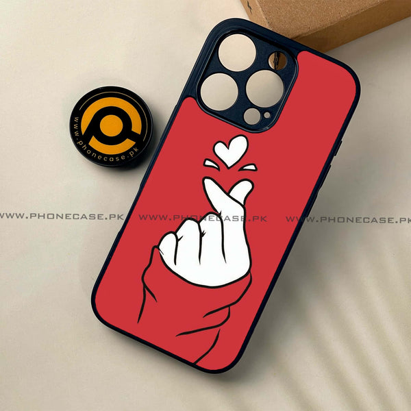 iPhone 16 Pro - Finger Heart BTS - Premium Printed Glass soft Bumper shock Proof Case