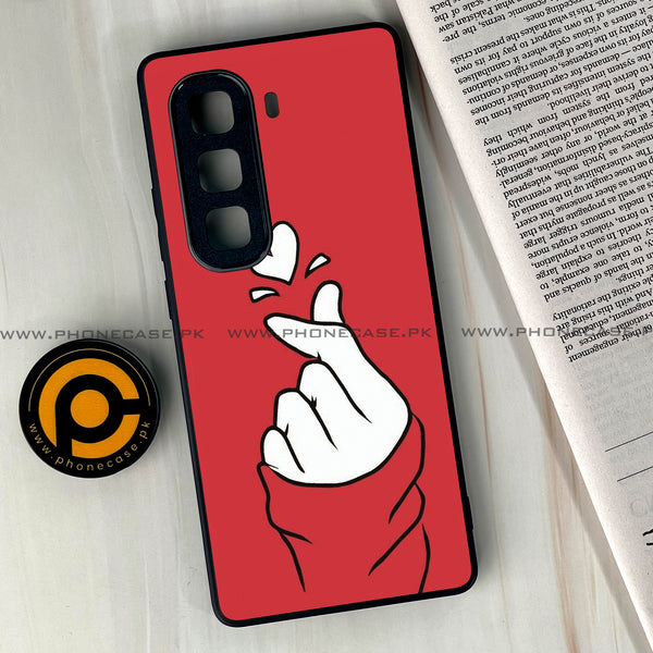 Infinix Hot 50 Pro Plus -  Finger Heart BTS - Premium Printed Glass soft Bumper Shock Proof Case