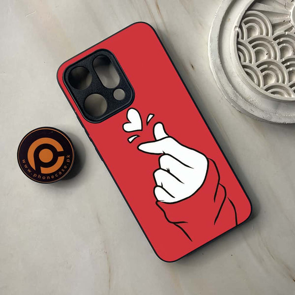 Oppo Reno 14 5G - Finger Heart BTS - Premium Metal Printed soft Bumper shock Proof Case