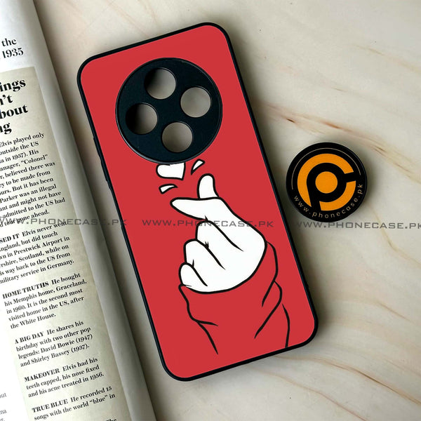 Oppo F27 Pro - Finger Heart BTS - Premium Metal Printed soft Bumper Shock Proof Case