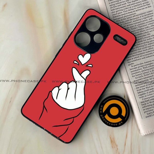 Redmi Note 13 Pro Plus 5G - Finger Heart BTS - Premium Printed Glass soft Bumper Shock Proof Case CS-24116