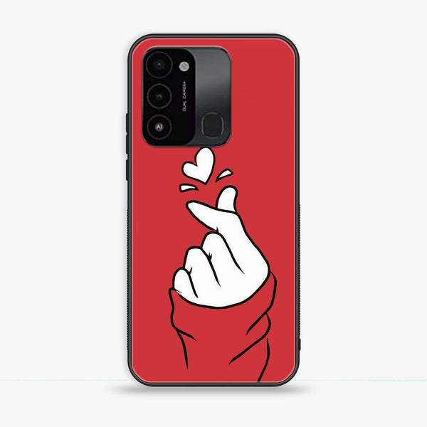 Tecno Spark Go 2022 - Finger Heart BTS - Premium Printed Glass soft Bumper Shock Proof Case