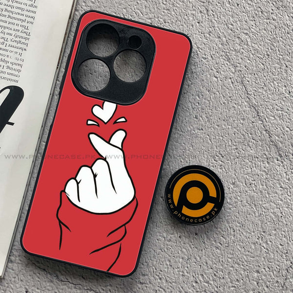 Tecno Spark 20C - Finger Heart BTS - Premium Printed Glass soft Bumper Shock Proof Case