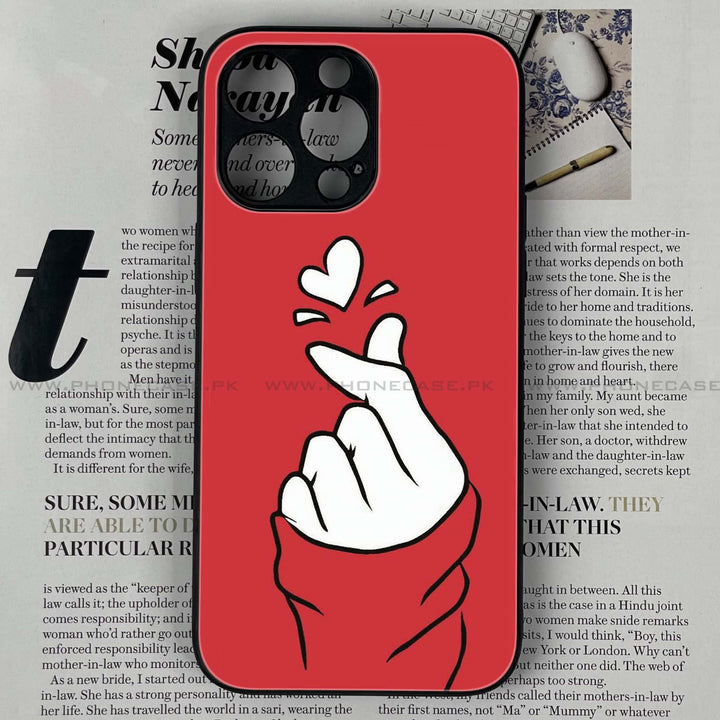 iPhone 16 Pro Max - Finger Heart BTS - Premium Printed Metal soft Bumper shock Proof Case