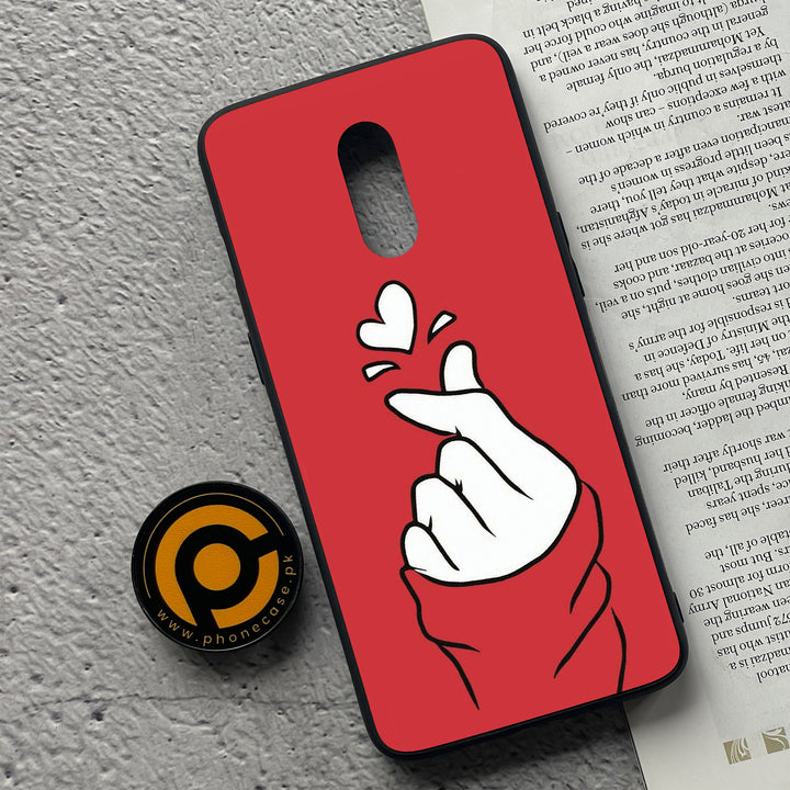 OnePlus 7 - Finger Heart BTS - Premium Metal Printed soft Bumper Shock Proof Case