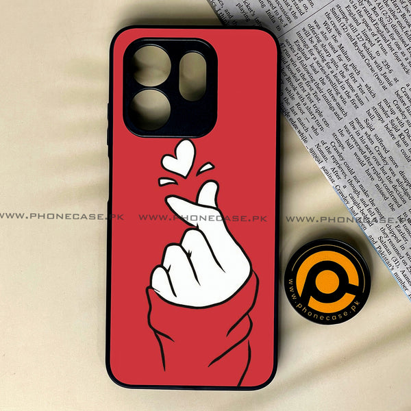 Infinix Hot 50i - Finger Heart BTS - Premium Printed Glass soft Bumper Shock Proof Case