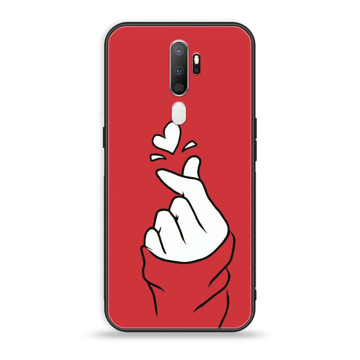 Oppo A9 2020 - Finger Heart BTS -  Premium Printed Metal soft Bumper shock Proof Case