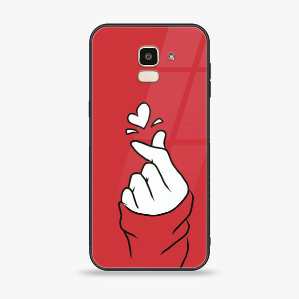 Samsung Galaxy J6 (2018) - Finger Heart BTS - Premium Printed Glass soft Bumper Shock Proof Case