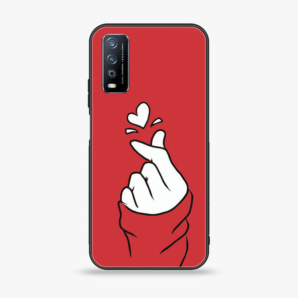 Vivo Y11s - Finger Heart BTS -  Premium Printed Metal soft Bumper shock Proof Case