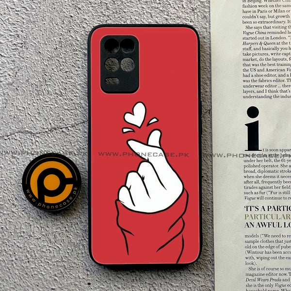 Realme Narzo 30 5G - Finger Heart BTS -  Premium Printed Metal soft Bumper shock Proof Case