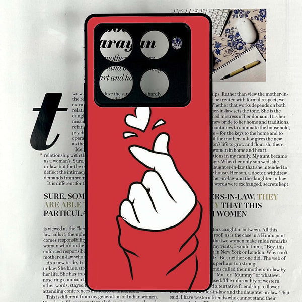 Infinix Note 40 Pro 4G - Finger Heart BTS - Premium Printed Glass soft Bumper shock Proof Case CS-18410 CS-24706 CS-31254