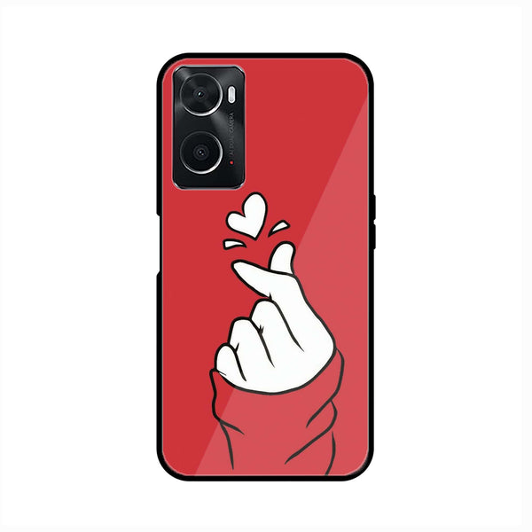 oppo A96 - Finger Heart BTS - Premium Printed Glass soft Bumper Shock Proof Case