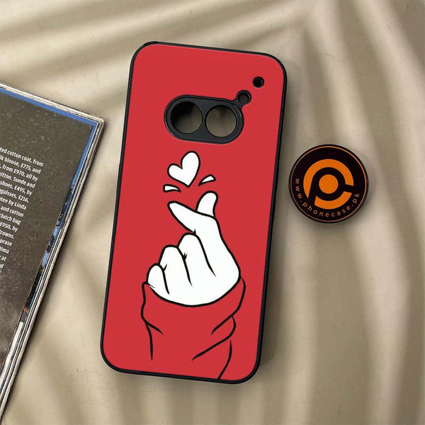 Nothing Phone (2a) - Finger Heart BTS - Premium Metal Printed soft Bumper Shock Proof Case