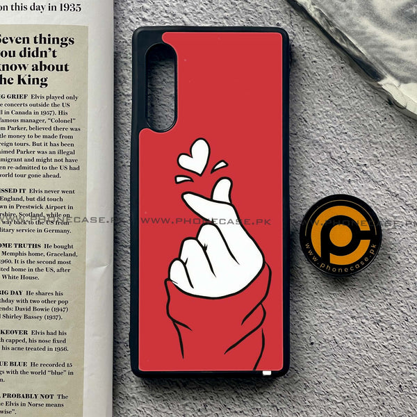 LG G9 - Finger Heart BTS - Premium Printed Glass soft Bumper shock Proof Case CS-23401