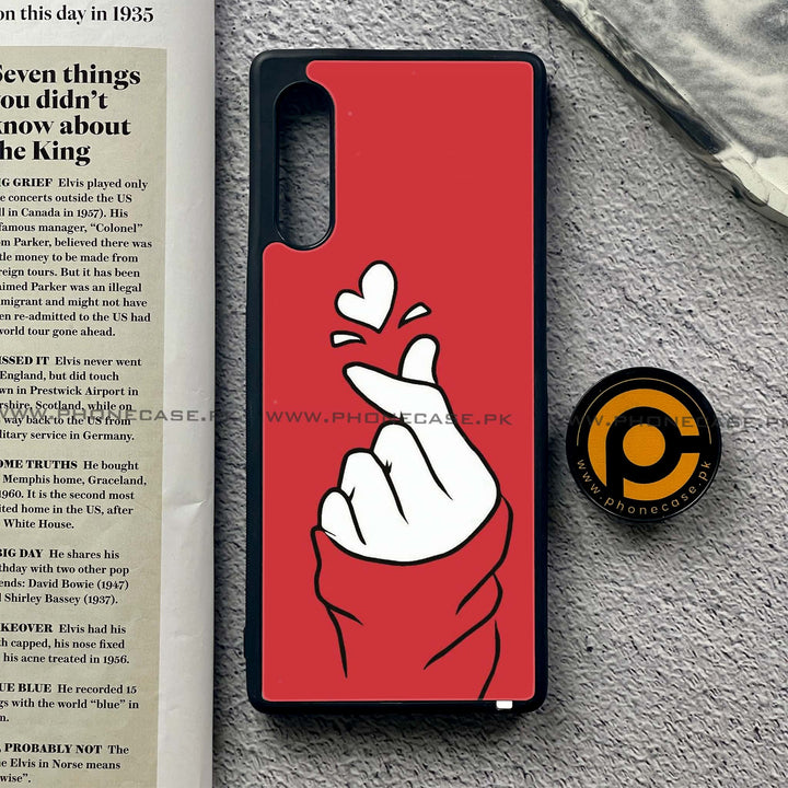 LG G9 - Finger Heart BTS - Premium Metal Printed soft Bumper shock Proof Case