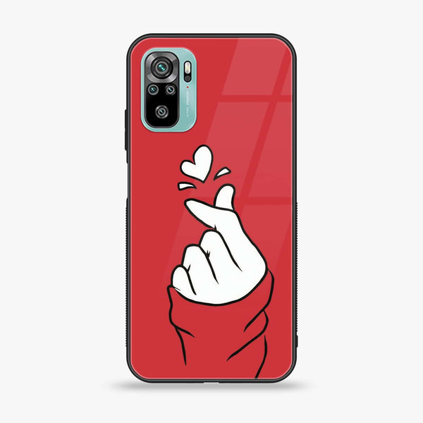 Xiaomi Redmi Note 10 - Finger Heart BTS - Premium Printed Glass soft Bumper shock Proof Case