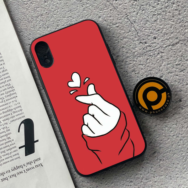 iPhone XR - Finger Heart BTS - Premium Metal Printed soft Bumper shock Proof Case