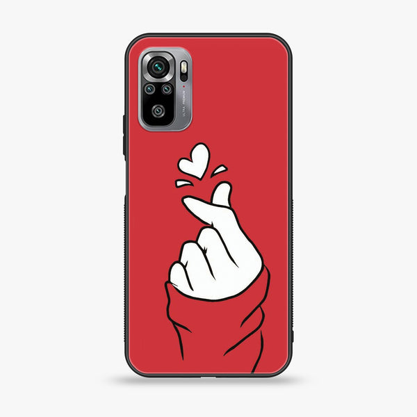 Xiaomi Redmi Note 10S -  Finger Heart BTS - Premium Printed Glass soft Bumper shock Proof Case