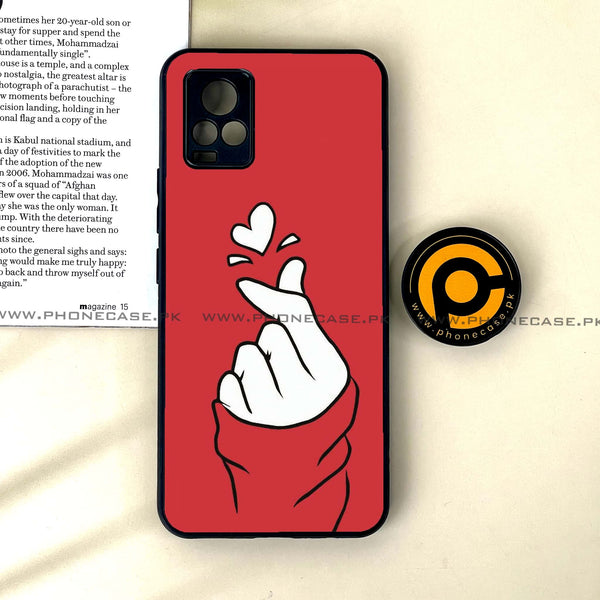 Vivo V20 - Finger Heart BTS - Premium Printed Glass soft Bumper Shock Proof Case