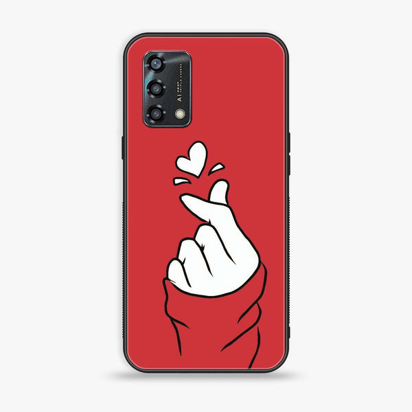 Oppo A95 - Finger Heart BTS - Premium Printed Glass soft Bumper Shock Proof Case