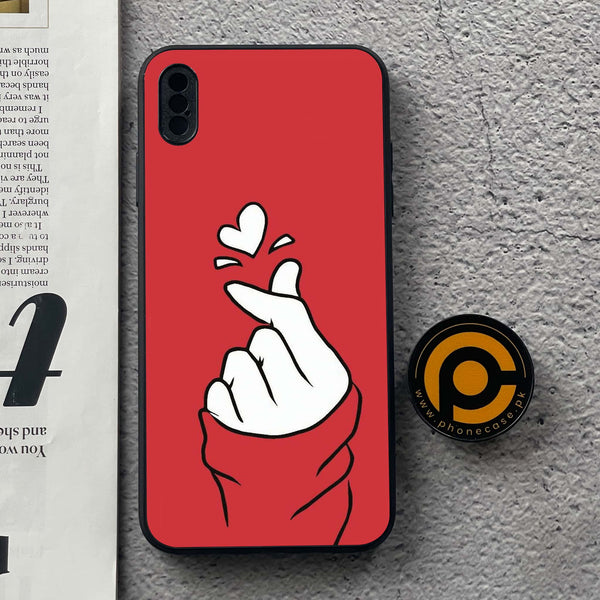 iPhone XS Max - Finger Heart BTS - Premium Metal Printed soft Bumper shock Proof Case