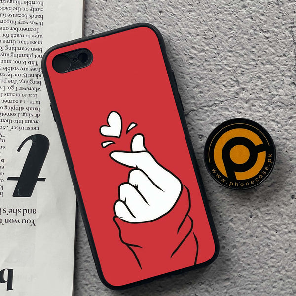 iPhone 7/8 - Finger Heart BTS - Premium Metal  Printed soft Bumper shock Proof Case CS-33532