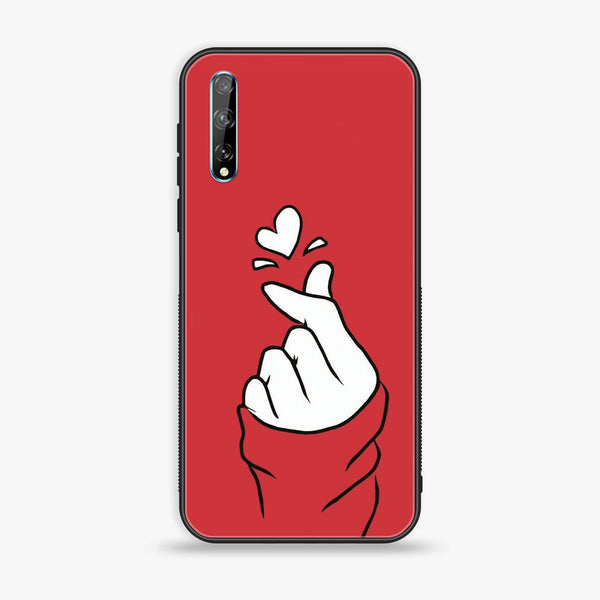 Huawei Y8p - Finger Heart BTS - Premium Printed Glass soft Bumper Shock Proof Case