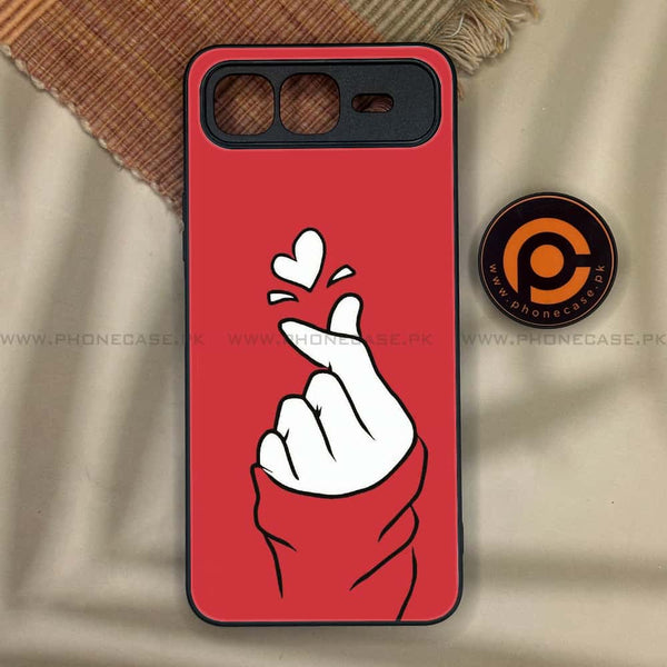 Infinix Smart 10 Plus -  Finger Heart BTS - Premium Metal Printed soft Bumper shock Proof Case