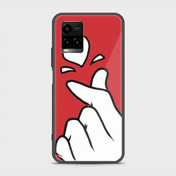 Vivo Y33s - Finger Heart BTS - Premium Printed Glass soft Bumper Shock Proof Case CS-16286