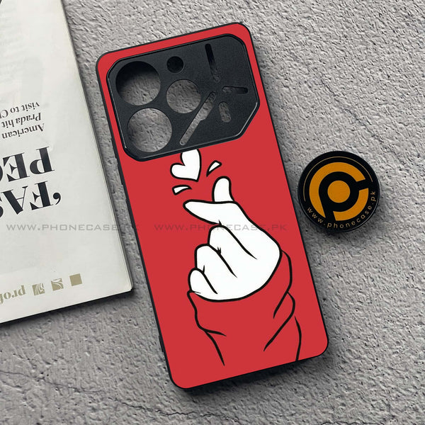 Tecno Pova 6 Pro - Finger Heart BTS - Premium Printed Glass soft Bumper Shock Proof Case