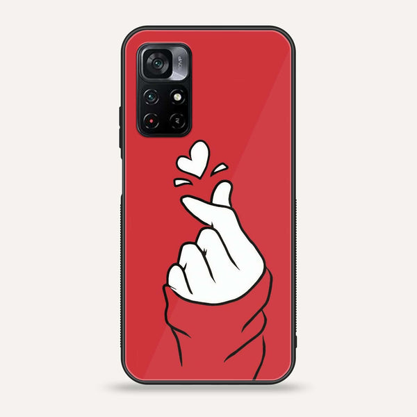 Xiaomi Poco M4 Pro 5G - Finger Heart BTS -  Premium Printed Metal soft Bumper shock Proof Case