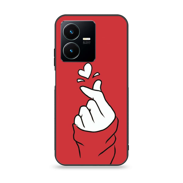 Vivo Y22 - Finger Heart BTS - Premium Printed Glass soft Bumper Shock Proof Case CS-46199