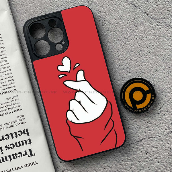 iPhone 15 Pro - Finger Heart BTS - Premium Metal Printed soft Bumper shock Proof Case