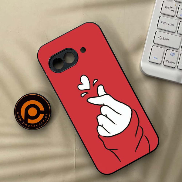 Google Pixel 9a - Finger Heart BTS - Premium Metal Printed soft Bumper Shock Proof Case