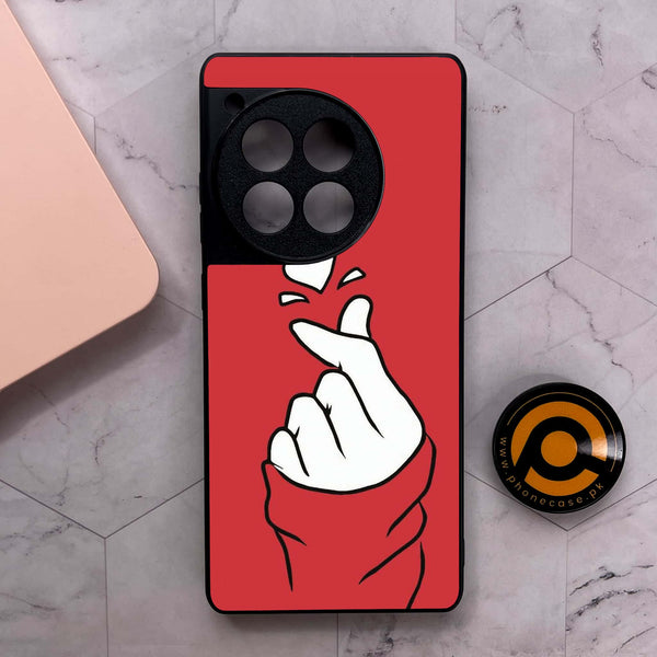 OnePlus 12R - Finger Heart BTS - Premium Metal Printed soft Bumper shock Proof Case