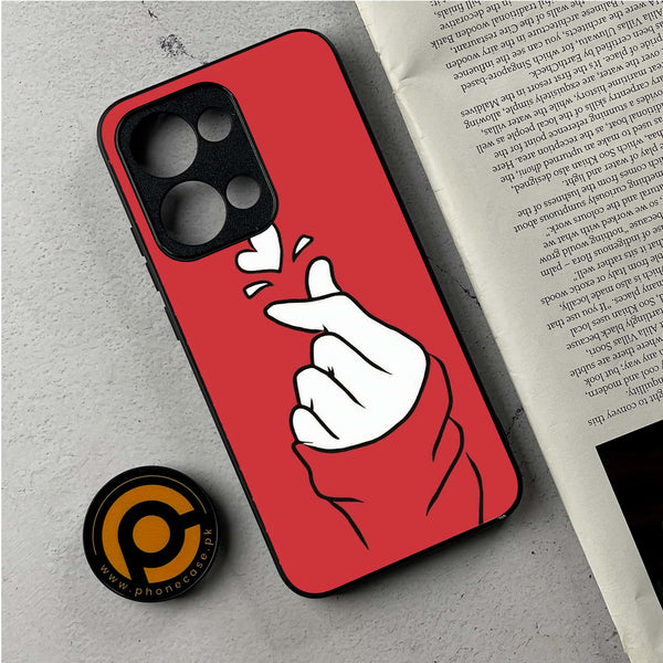 Oppo Reno 13 - Finger Heart BTS - Premium Metal Printed Soft Bumper Shockproof Case